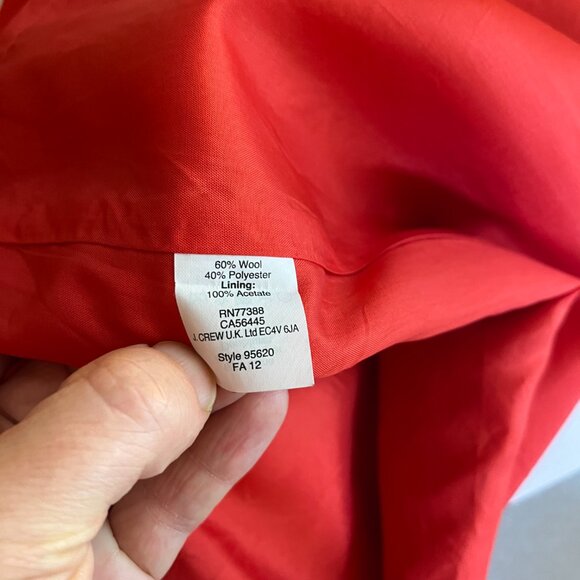J. Crew Factory Sz 6 Red 3/4 Sleeve Wool Blend Dress Zip Back Lined 95620 - Picture 10 of 11